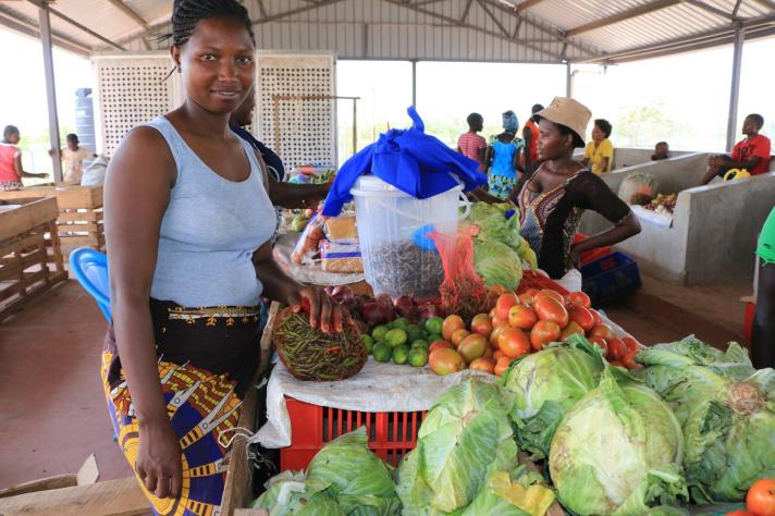 Francine Uwimanimpaye at her market stall.
