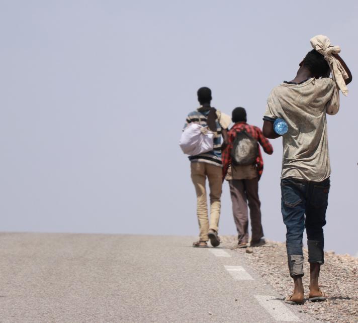 Ethiopian migrants on a raod in Northern Djibouti © GIZ/Raed Saleh