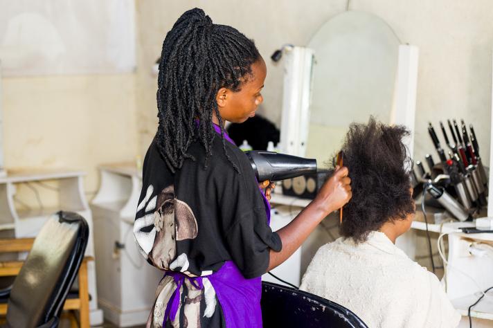 Muhoza Joyeuse, TVET graduate in hairdressing from Mahama Refugee Camp 