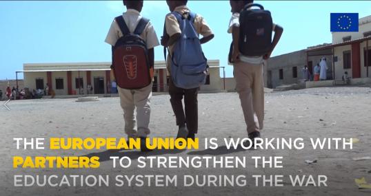 Children going to school - Caption from the video