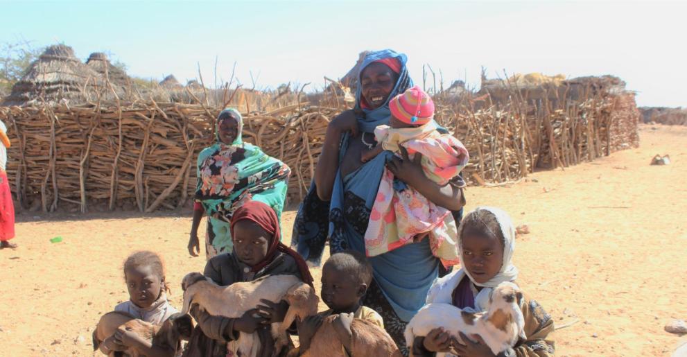 Amgoumash is a mother of seven whose life became easier after she received goats as part of a restocking programme