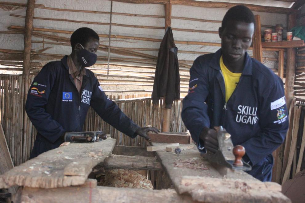With support from the EUTF funded RISE project, Julius Kenyi and Samuel Roba were trained in Carpentry and Joinery at Bellameling Vocational Institute