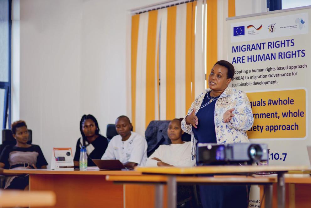 Veronica Mwangi (right), Deputy Director of KNCHR, and her staff are lobbying for reforms to protect migrant rights in Kenya