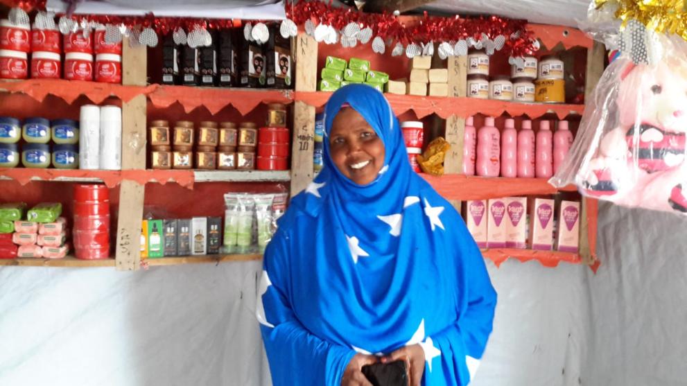 Amal Mahad in her mini shop, Sheder refugee Camp, Ethiopia © Ali Egie/Mercy Corps