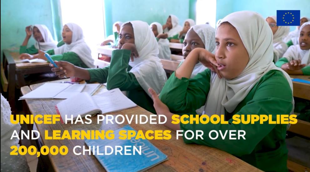 UNICEF has provided school supplies and learning spaces for over 200.000 children