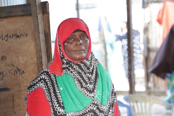 Bullo Rasas, inside her tea shop in an IDP camp in Bossasso which was established through the EU Emergency Trust Fund for Africa, Durable Solutions for IDPs and Returnees in Somalia Project in Puntland.
